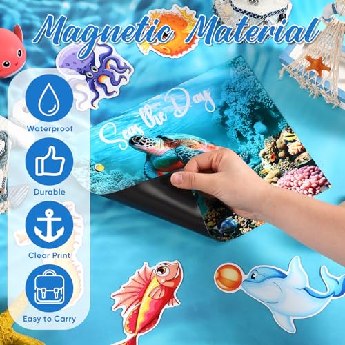 Kanayu 6 Pcs Sea Animals Cruise Door Decorations Magnetic Large Ship Decorations Magnets Anchor Cruise Decor Car Fridge Magnet Decal for Carnival Stateroom Door - style: Sea World