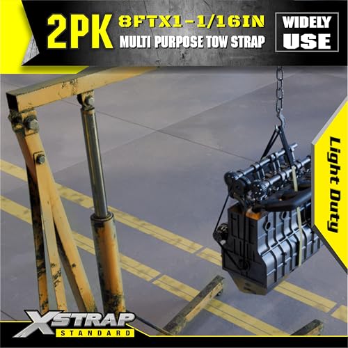 XSTRAP STANDARD 2PK 1''x 8FT Lift Sling Web Strap/Wear Guard End, Heavy Duty Flat Eye Lifting Sling with 2 Reinforced Loops for Tree Saver Lifting Furniture Appliances Machine - style: 2pk 1''x8ft