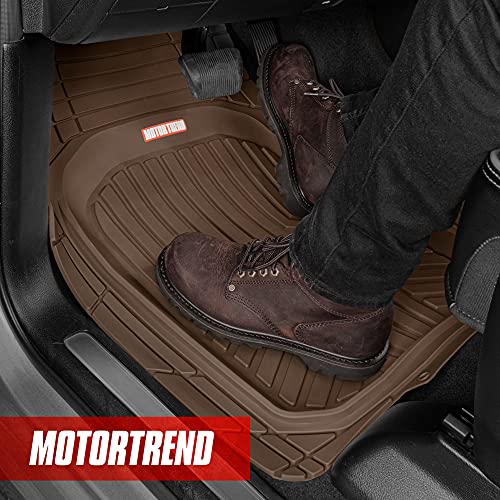 Motor Trend FlexToughXL DeepDish Floor Mats for Cars, Full Set All-Weather Rubber Automotive Floor Mats Waterproof Heavy Duty Car Mats Flexible Floor Liners for Car Truck Van SUV Car Floor Mat (Brown) - color: Brown, style: FlexToughXL