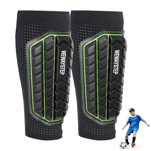 Shin Guards Soccer Kids Youth, Adult Shin Guards with Honeycomb Padding，Breathable & Anti-Slip Calf Compression Sleeves - color: Black Green, size: 3X-Small