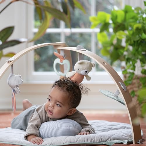 Ingenuity Cozy Spot Reversible Duvet Activity Gym & Play Mat with Wooden Toy bar - Loamy, Newborn and up - color: Loamy