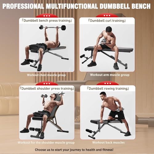 ALSO GO Adjustable Weight Bench, Workout Benches with Leg Extension, Foldable Incline Decline Bench Press, Roman Chair, Full Body Strength Training Equipment for Home Gym - color: Black