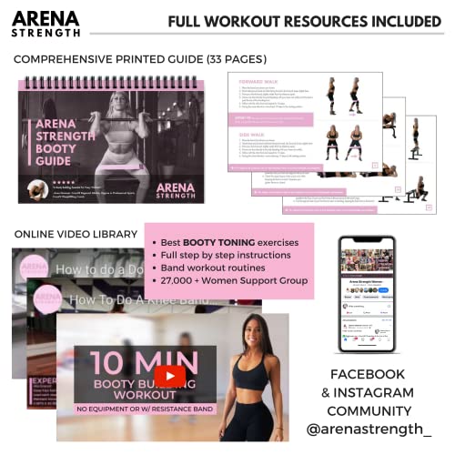 Arena Strength Fabric Booty Bands - Fabric Exercise Bands for Legs and Butt | Fabric Resistance Bands | Hip Resistance Bands with Workout Guide and Carry Case