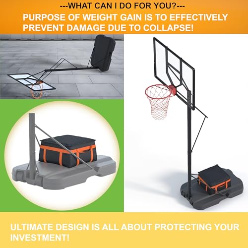 Basketball Hoop Sandbag - Heavy Duty Weighted Bottom Anchor for Basketball Hoops - 600D Oxford Fabric Waterproof Dustproof, Windproof, 17.7" D x 17.7" W x 9" H，Only Bag.