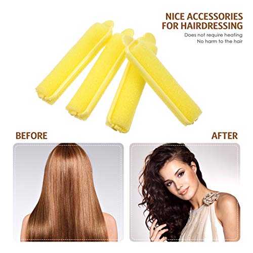 Syhood 43 Pcs Foam Sponge Hair Rollers Women 0.59 Inch Soft Sleeping Curlers Flexible Sponge Curler Tool and Rat Tail Comb for Hair Styling Hairdressing Overnight Curl and Volume(Yellow) - color: Yellow