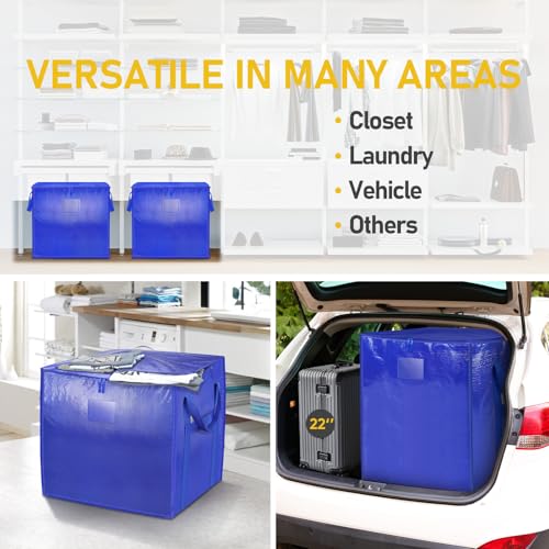 TICONN 4 Pack Extra Large Moving Bags with Zippers & Carrying Handles, Heavy-Duty Storage Tote Moving Boxes for Space Saving (4 PK, 75 Gallon) - color: Blue-75 Gallon, size: 4 Pack
