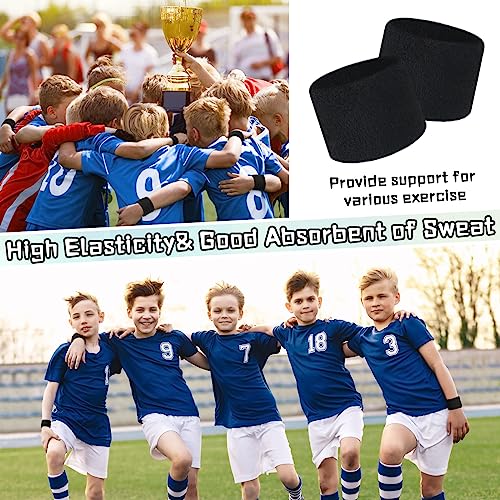 Lounsweer Wrist Sweatbands Bulk for Kids Adult Teams Sweat Bands Sports Wristband Athletic Neon Sweatbands for Football Basketball Tennis Running Gym Party Gifts - color: Black