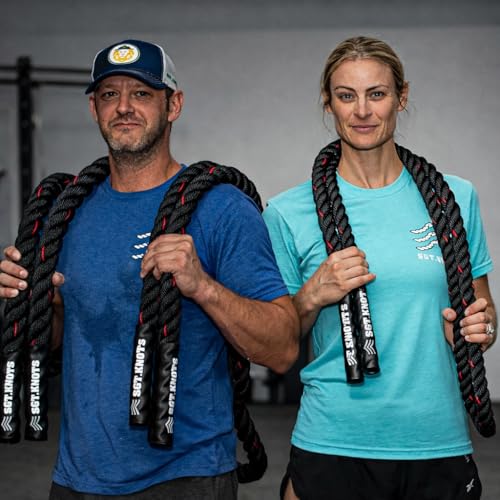 Weighted Battle Jump Rope, 10 FT Twisted Training Rope w/Thick Easy-Grip Handles, Full-Body Cardio + Strength Conditioning Rope (Choose 3 lb / 6 lb / 10 lb) - size: 2" x 10ft