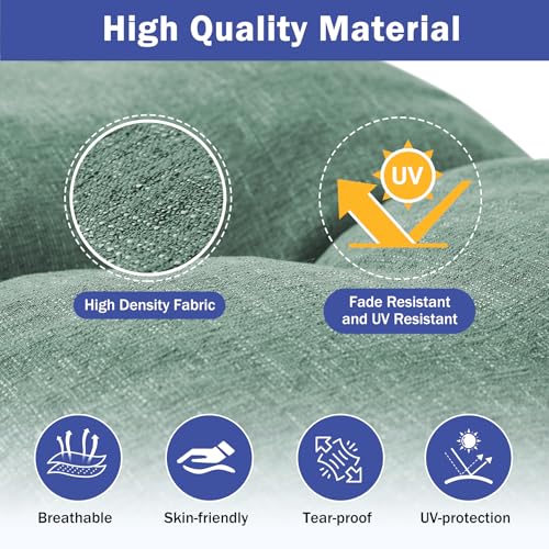IPYNBAP Bench Cushion, 36 x 14 Inch Patio Furniture Cushions with Durable Ties, Soft Memory Foam Bench Cushions for Indoor/Outdoor Furniture with Non-Slip Bottom, Kitchen&Dining, Green (Pack of 2) - color: Green, size: 36*14+4” (Pack of 2)