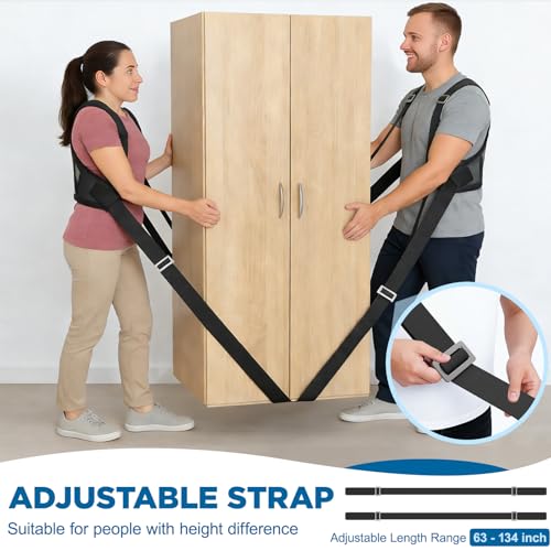 NOCOEX Moving Straps 2-Person for Lifting - Shoulder Lifting and Moving System with Back Support for Movers Easily & Safely Carry Furniture Appliance Mattresses Heavy Object Up to 880 lbs Like a Pro - color: Black