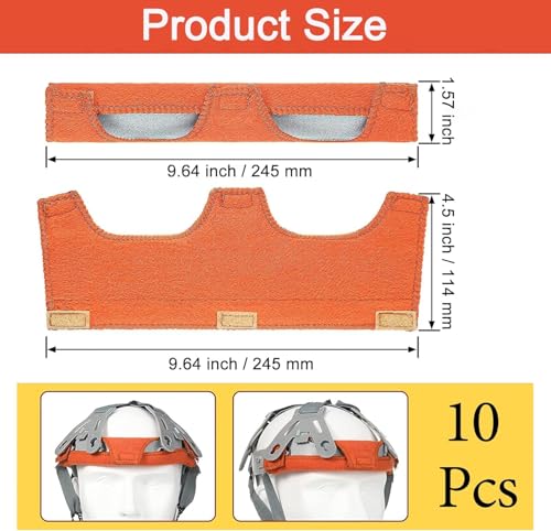 10Pcs Hard Hat Sweatband Washable Cotton Hardhat Liner Reusable Hardhat Accessories Air Cushion Sweatband - color: orange 10pcs