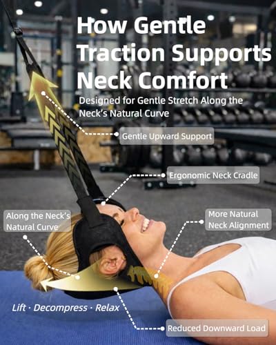 Durchbruch Neck Stretcher Hammock for Neck Pain Relief & Tension, 3-Level Adjustable Cervical Traction Device with Removable Cushions, Silicone Protectors, Eye Mask, Earplugs & Storage Bag