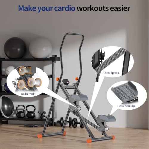 RYGEO Stair Steppers with Resistance at Home Gym, Folding Vertical Climber Cardio Exercise Machine, Stair Climber for Full Body Workout with LED Display
