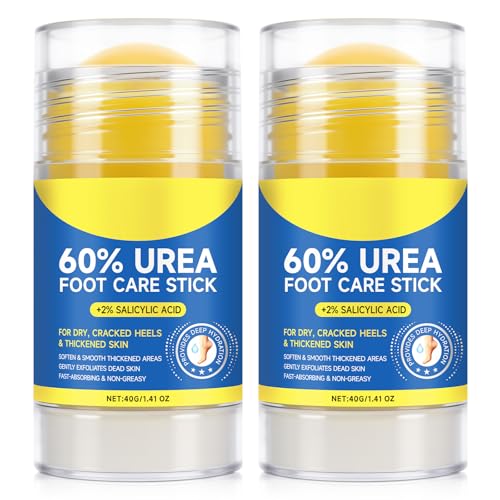 60% Urea Cream Stick plus 2% Salicylic Acid, Maximum Strength Urea Foot Cream Callus Remover for Dry Cracked Heels, Hands, Knees,Exfoliating Moisturizer, Dead Skin Remover Foot Balm 1.4oz (2pcs) - size: 1.41 Fl Oz (Pack of 2)