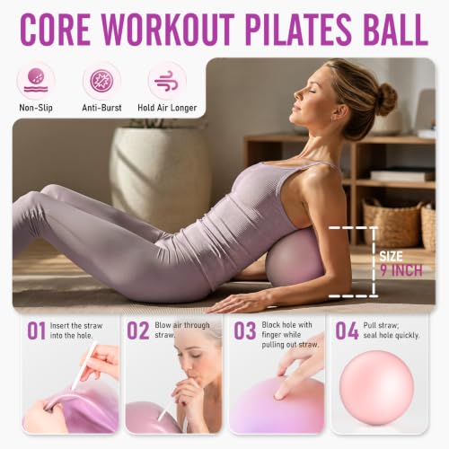 JKSHMYT Pilates Ring Fitness Circle for Women, Pilates Equipment – 14.5" Home Magic Exercise Workout, Better me Pilates Essentials Starter Set for Beginners Toning Inner Thighs, Arms and Core - color: Pink
