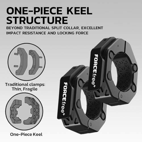 Quick Release Olympic Barbell Collars 2" (Pair) - Non-Slip Weightlifting Barbell Clips for Secure Powerlifting, Home & Gym - High-Strength Metal Bar Clamps - style: NO-MAG BLACK