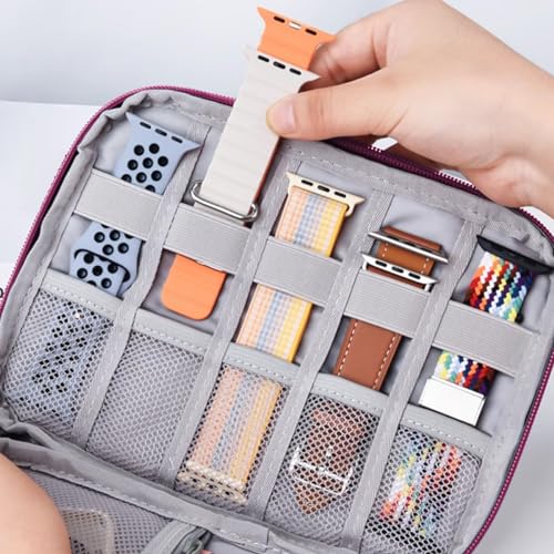 Watch Band Organizer, Watch Band Storage Case, Waterproof Smart Watch Band Organiser Case, Travel Organiser Bag for Watch Bands for Bands and Accessories,Watch Band Pin,Cable,Earphones (Purple) - color: Purple