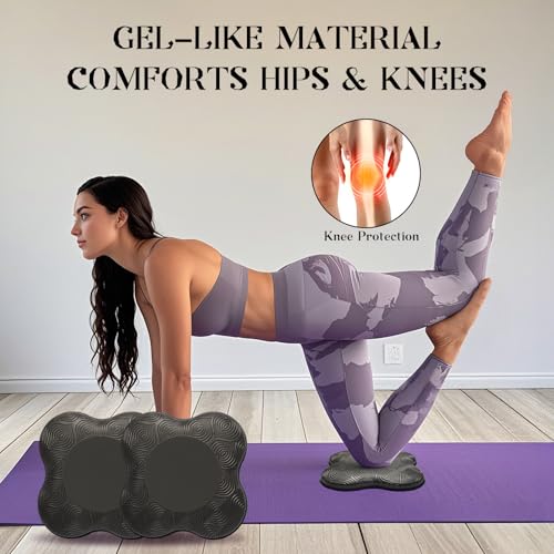 2 Packs Yoga Knee & Elbow Cushions - Extra Thick Foam for Knees, Elbows, Wrists, Hands & Head - Pilates & Kneeling Pads - Support Foam Pads for Women & Men - color: black