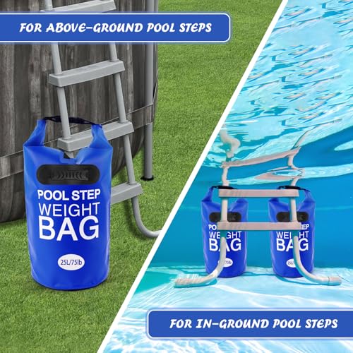 75 lb Heavy Duty Pool Ladder Weights - 2 Pack Pool Step Sand Bags for Above Ground Pools, Waterproof 500D PVC, Tear-Resistant Pool Stair Stabilizer to Prevent Floating, Blue - color: Blue, size: 75 lb