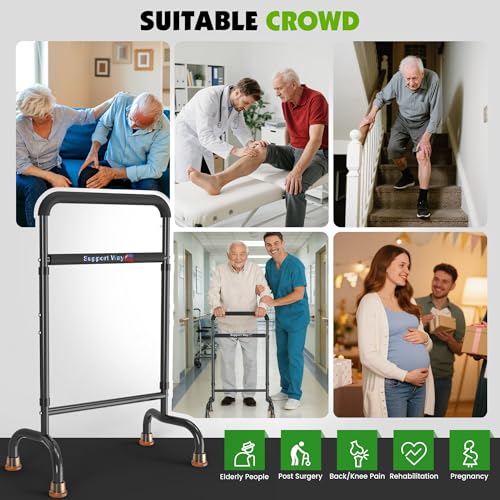 Stand Assist for Chair & Couch - Adjustable Standing Aid with Wide Base, Standing Up Canes for Toilet;Supports 600lbs, Mobility Tool for Elderly & Post-Surgery Recovery (Knee/Hip) | Stable wide base. Compact for tight spaces. Adjustable height. Supports 6