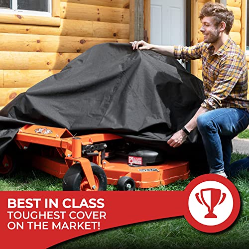 Tough Cover Zero-Turn Lawn Mower Cover - Basic Edition, Black, 79 x 46 x 55 in - Heavy-Duty Water & UV Resistant Tearproof for Lawn Tractor Cover - Universal Fit for Riding Mower Models - color: Basic Edition - Black