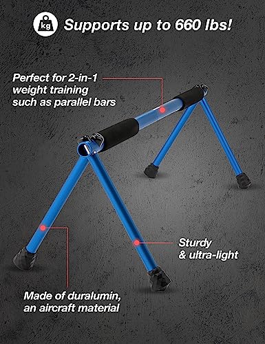 Push Up Bar – Folding Dip Bar for Home Workout, Lightweight & Portable Strength Training Equipment for Men & Women, Indoor & Outdoor Use (Hawk) - color: Swan Blue
