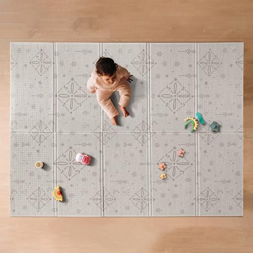 Nuby Reversible Baby Floor Mat, 77" x 58" - Foldable and Lightweight Infant Play Mat - Easy Storage and Travel - Graceful Gray - style: Graceful Gray
