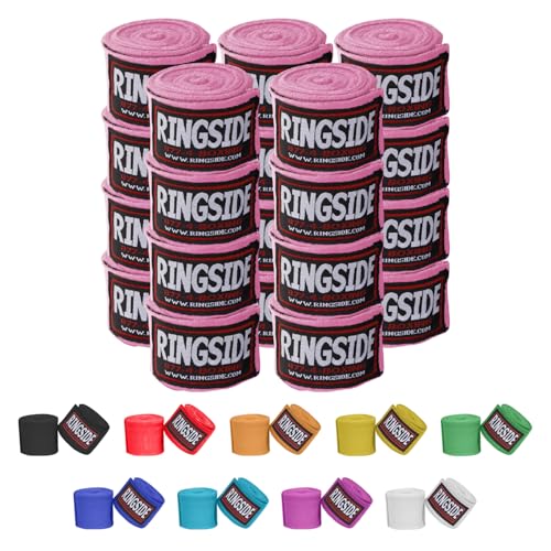 RingsideBoxing Handwraps - color: Pink, size: 10 Pairs