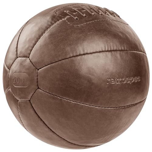 Core Weighted Medicine Ball 4, 6, 8, 10, 12, 14, 16, 20, 25, 30 lbs, Soft Touch Vegan Leather with Sturdy Grip for Strength Training, Recovery, Balance Exercises and Other Full-Body Workouts - color: Brown, style: 20 lbs
