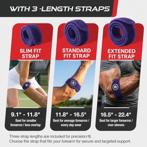 Sleeve Stars Tennis Elbow Brace for Men & Women, Elbow Brace for Tendonitis, Tennis Elbow Strap, Golfers Elbow Brace, Elbow Support Wrap for Tennis Elbow Relief, Fits 9"-23" (Single/Dark Purple) - color: Dark Purple