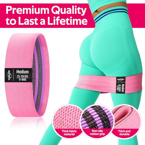 WALITO Resistance Bands for Working Out, Fabric Exercise Bands for Legs and Butt, Workout Bands for Women and Men, Booty Band for Yoga Starter Set, Pilates, Rehab, Fitness and Home Workout - color: 1.Pink,Aqua,Purple