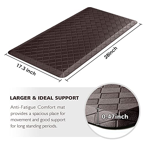 HappyTrends Cushioned Anti-Fatigue Rug,17.3"x28",Thick Waterproof Non-Slip Kitchen Mats Heavy Duty Ergonomic Comfort Rug for Kitchen,Floor,Office,Sink,Chocolate - color: Chocolate, size: 28"L x 17.3"W x 0.5"Th
