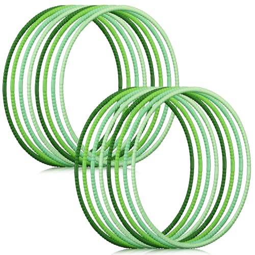 Sratte 12 Pcs Toy Hoop for Kid Detachable Adjustable Toy Hoop Colored Exercise Ring Plastic Circle for Kid Teen Gymnastics Equipment Require Self Assembly (28 Inch,Green Series) - color: Green Series, size: 28 Inch