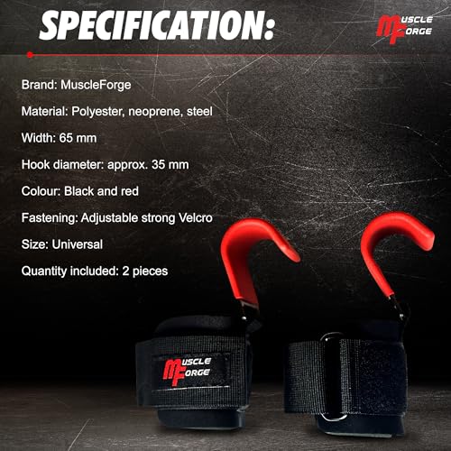 Weight Lifting Hooks for Men & Women - Heavy Duty Lifting Wrist Straps with Hook Grips for Weightlifting - Gym Grips for Weight Lifting, Pull Ups & Deadlift Support