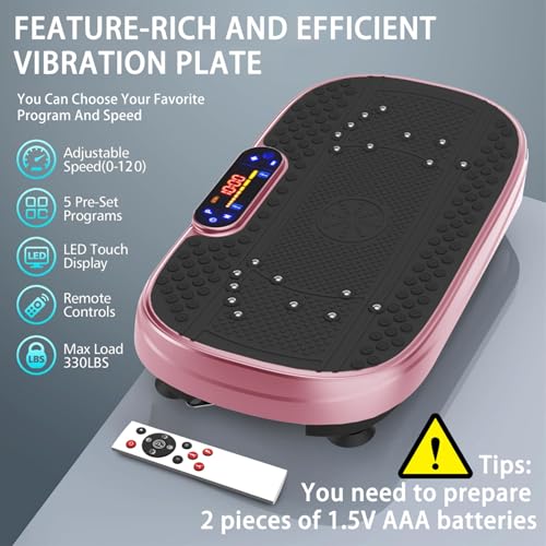 Vibration Plate Exercise Machine,Vibrating Plate for Lymphatic Drainage,Shake Plate for Weight Loss,Full Body Vibration Platform Machines for Women Men Exercise - color: Blackpink