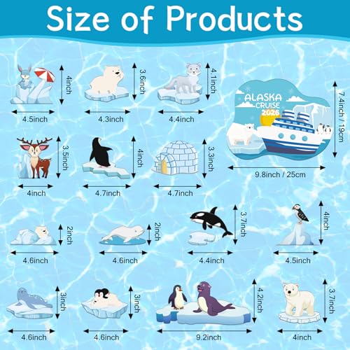 Alaska Animals Cruise Door Magnets - Wxiben 15PCS Alaska Cruise 2026 Ship Door Decorations Penguin Sea Lion Seal Penguin Whale Cruise Door Magnets for Stateroom Cabin Carnival Refrigerator Decor - style: Alaska Animals