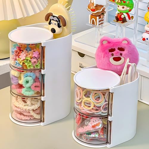 Azurphoric Hair Accessories Organizer with Hair Brush Holder, Rotatable Makeup Brush Holder for Necklaces, Earring, Bracelet, Ring, Makeup Brushes, Hair Clip and Hair Accessories (White, 2-Layer) - color: White, size: 2-Layer