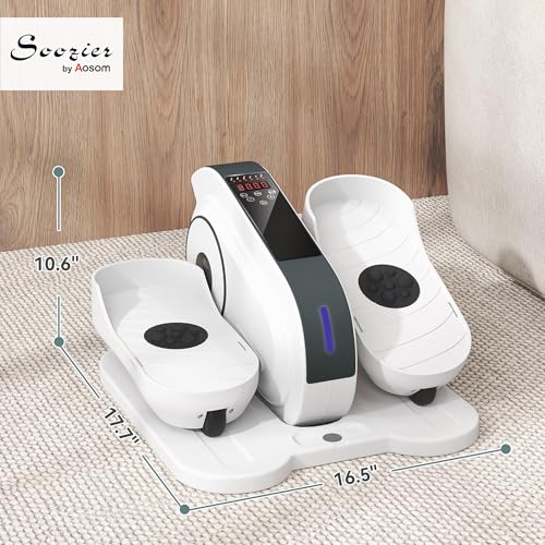 Soozier Under Desk Elliptical Machine for Seniors with Manual & Auto Mode | Electric Ellipse Leg Exerciser while Sitting, Massage Pedal, Remote Control, 10 Adjustable Speeds, Quiet, Portable