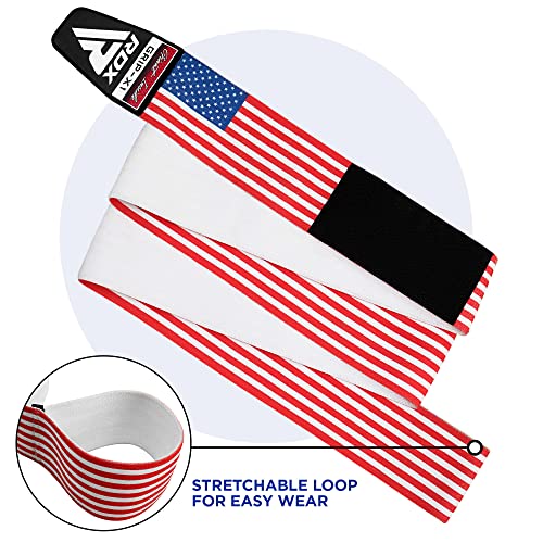 RDX Knee Wraps for Weightlifting, 78” Elasticated Straps Power Lifting Leg Press Support Gym Fitness Squats Workout Men Women - color: USA Flag