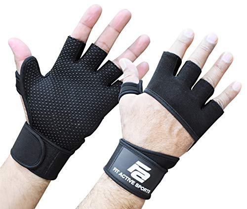 Fit Active Sports RX2 Weight Lifting Workout Gloves with Built-in Wrist Wraps - Gym Gloves with Wrist Support Durable Non-Slip Palm Padding to Avoid Calluses - for Men & Women - size: X-Large