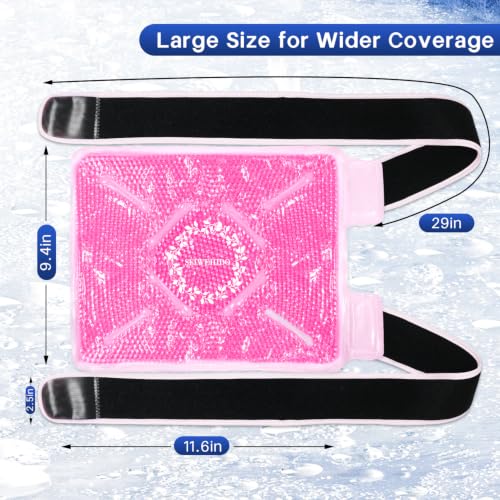 Knee Ice Pack Wrap for Pain Relief Reusable Gel Ice Wrap for Leg Injuries Swelling Knee Replacement Post-Surgery Recovery Adjustable Cold Compression Therapy Wrap for Arthritis Meniscus Tear (Pink) - color: Pink