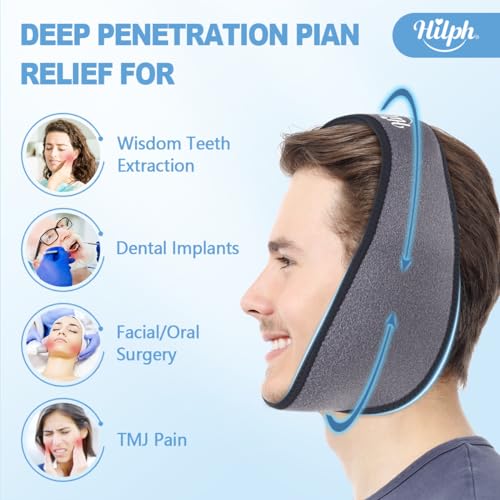 Hilph Face Ice Pack Wisdom Teeth Ice Pack Head Wrap with Washable Jaw Wrap and 4 Replacement Hot Cold Pack for Facial Oral Surgery, TMJ, Tooth Extraction, Dental Surgery, Tonsillectomy Recovery Grey - color: Grey