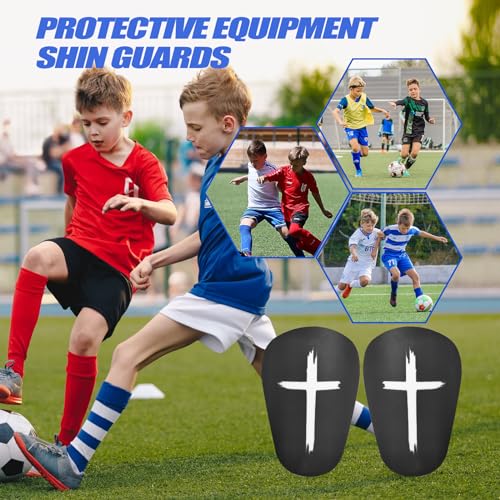 Mini Shin Guards Soccer Age 4-6, Small Protective Gear with Fixed Straps | 2/4 Pairs Tiny Cross printed design Shin Pads Extra Small Protective Equipment Calf Protective Gear for Kids Boy girls Player - color: White+Black, size: Small