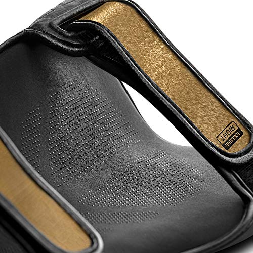 Hayabusa T3 Striking Shinguards - Men and Women | MMA Protection, Muay Thai Kickboxing, Sparring Pads, Martial Arts Gear, Adjustable Straps, Impact Padding, Elastic Fit - color: Black/Gold, size: Medium