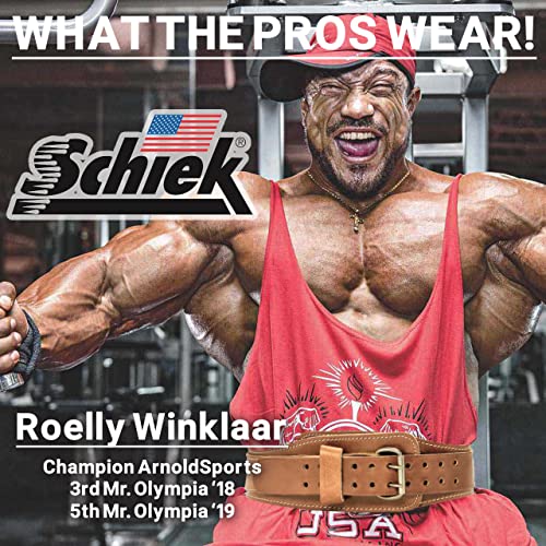 Schiek Sports 2006 Leather 6" Weight Lifting Belt - Weightlifting Belt with Double Prong Stainless Steel Belt Buckle - size: 2XL