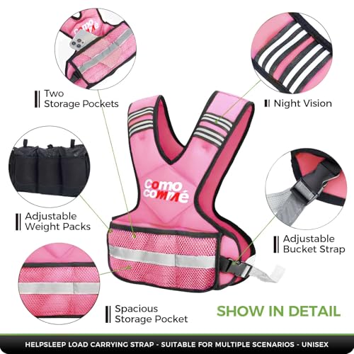 Adjustable Weighted Vest for Men Women, 4-10lb/12-18lb/20-32lb Vest with 6 Ironsand for Weights Running Workout and Training, Adjustable Body Weight Vest Exercise Set for Running, Walking - color: Pink, size: 4-10 lb