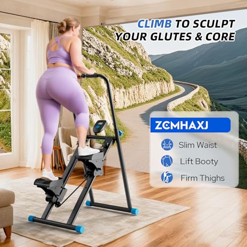 ZCMHAXJ Foldable Stair Stepper for Home, Adjustable Stair Climber with 4 Heights & 3 Angles, Compact Folding Vertical Stair Master for Exercise at Home for Full-Body Workout - color: Black
