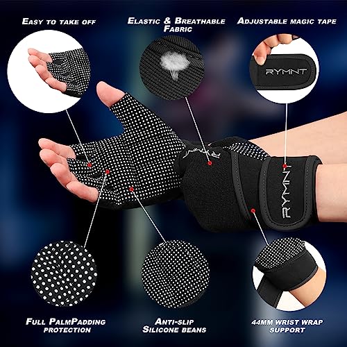 Workout Gloves with Wrist Wrap Support, Weight Lifting Gloves with Full Palm Protection & Extra Grip for Men Women Gym Exercise, Fitness, Weightlifting, Pull ups - color: Aron Black, size: Small