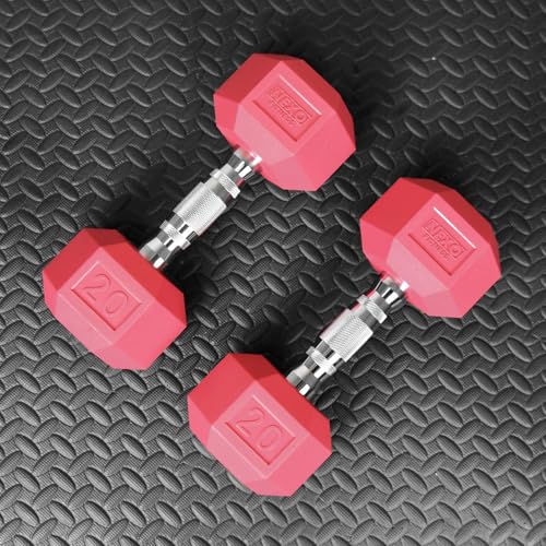 NEXO Pink Rubber Hex Dumbbells Commercial Grade Rubber Hex Dumb Bell Weight - style: 45 Pounds, Single