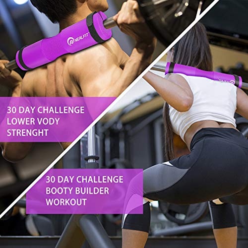NEALFIT Barbell Pad Squat Pad for Squats—Squat Bar Pad—Great for Weightlifting,Lunges and Hip Thrusts—Foam Sponge Pad—Fit Standard and Olympic Bars Perfectly - color: Purple
